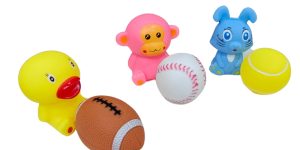 Lot de figurines et balles en caoutchouc